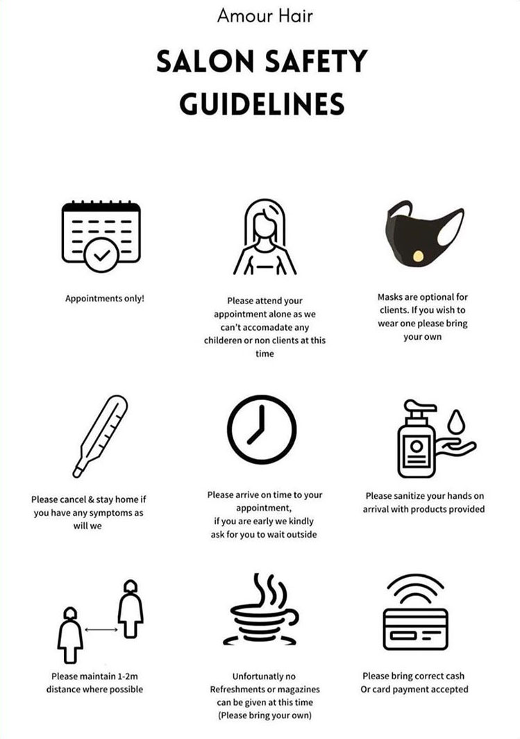 Salon Safety Guidelines 1 covid safety at amour hair salon in salford