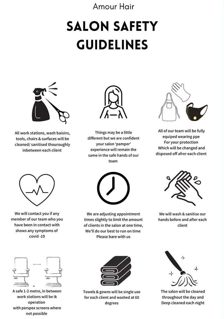 Salon Safety Guidelines 2 covid safety at amour hair salon in salford